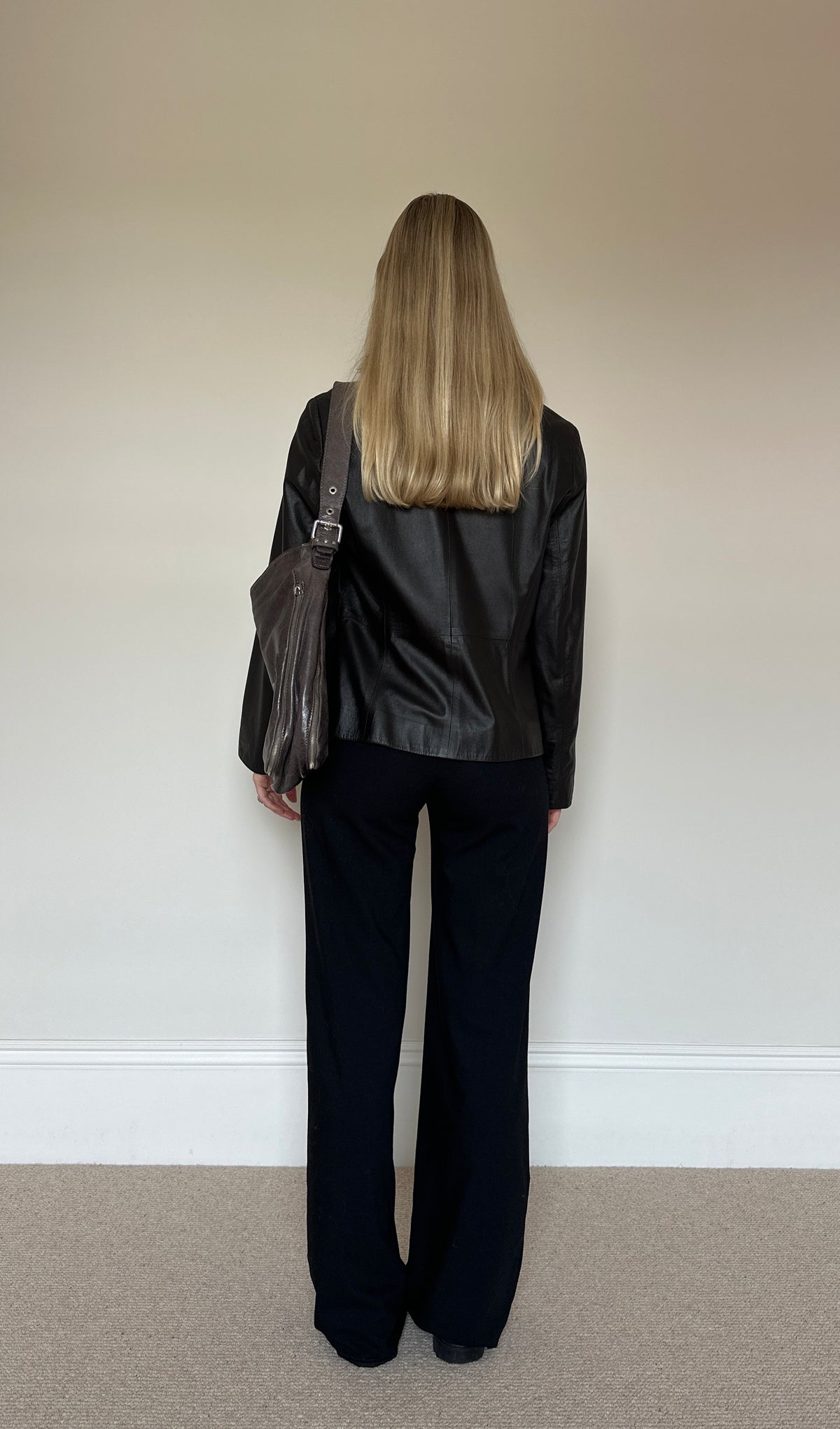 Vintage real leather fur jacket