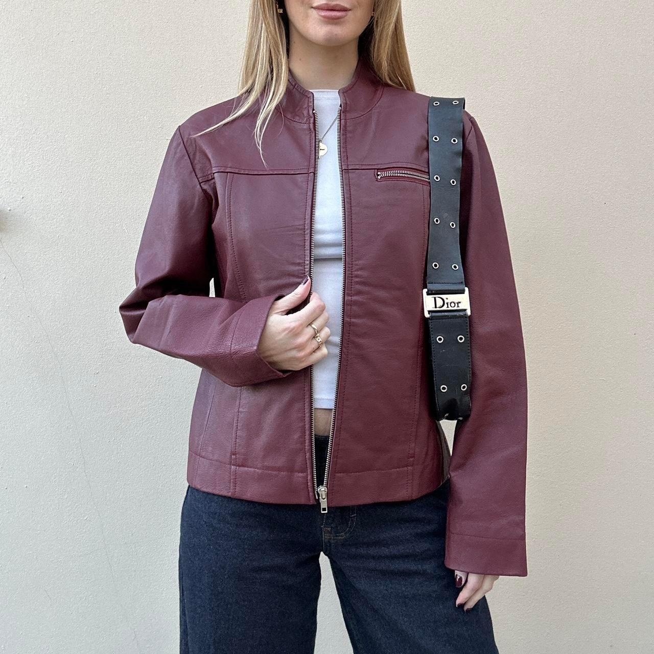 Vintage 00s burgundy leather jacket