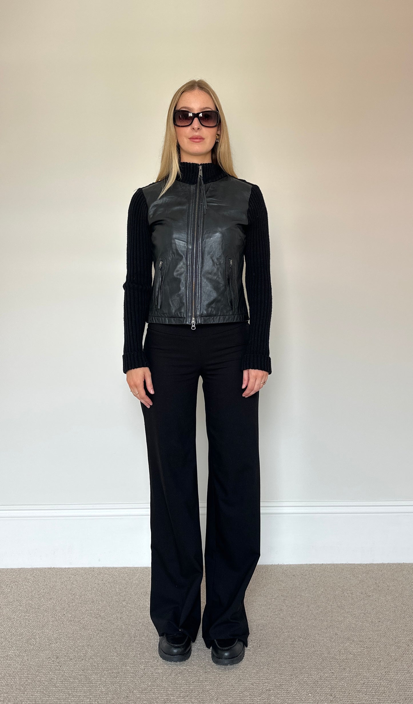 Vintage Leather & Knit Jumper Jacket