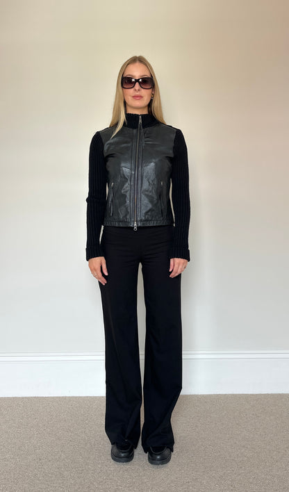 Vintage Leather & Knit Jumper Jacket