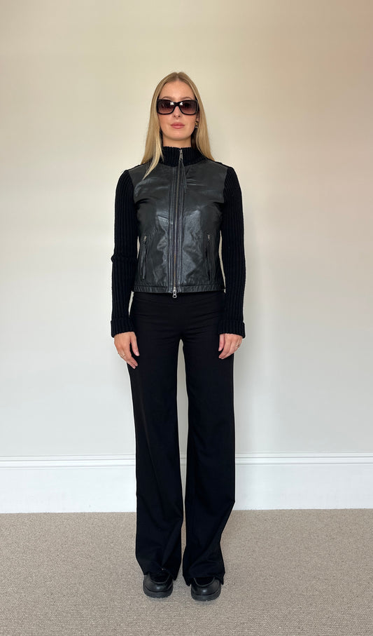 Vintage Leather & Knit Jumper Jacket