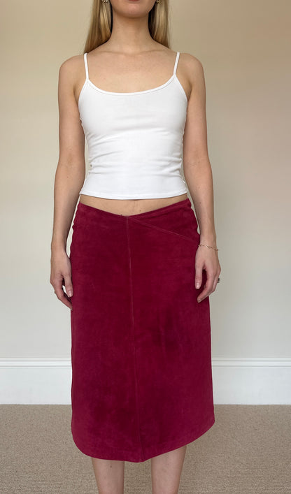 Vintage raspberry suede skirt