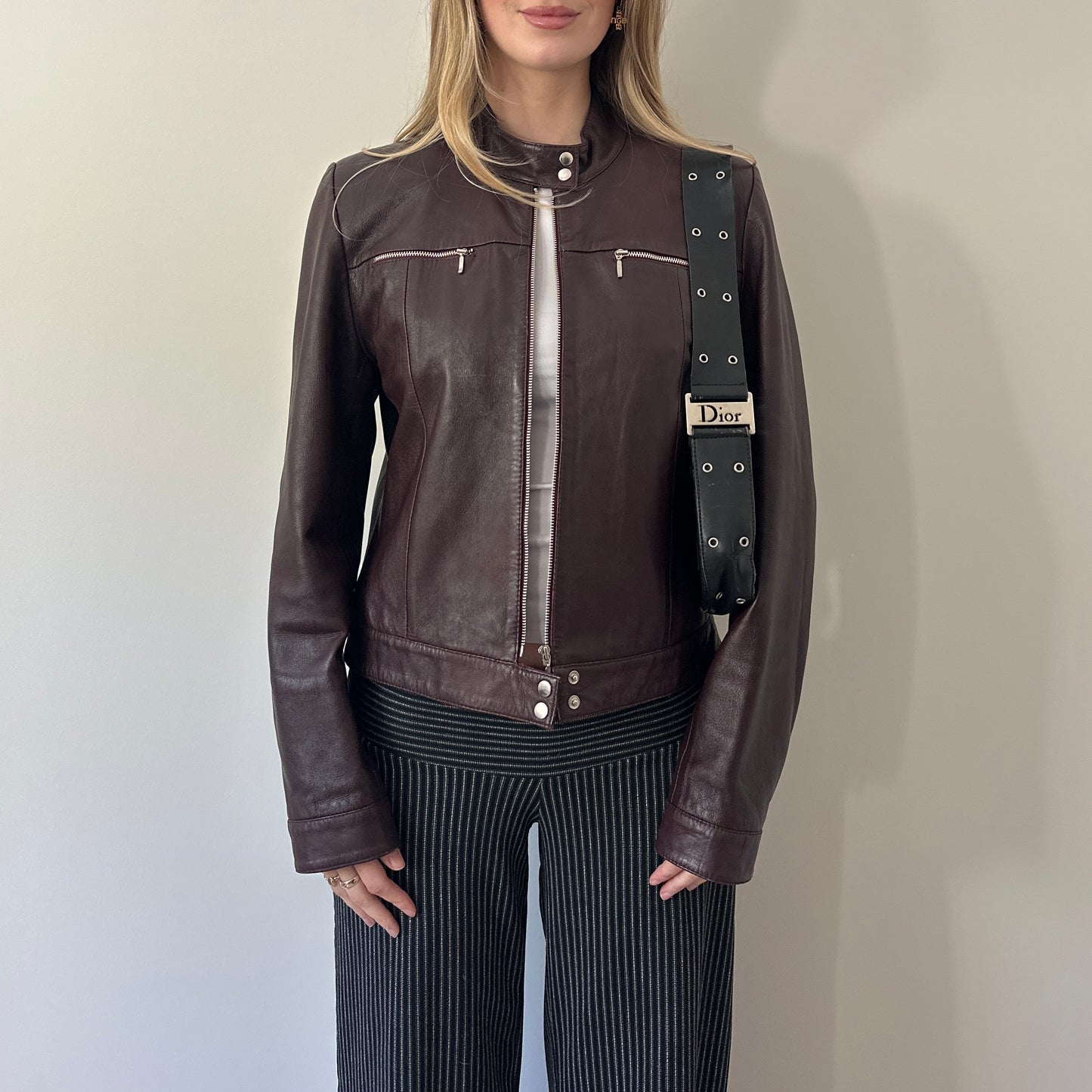 Vintage burgundy leather jacket
