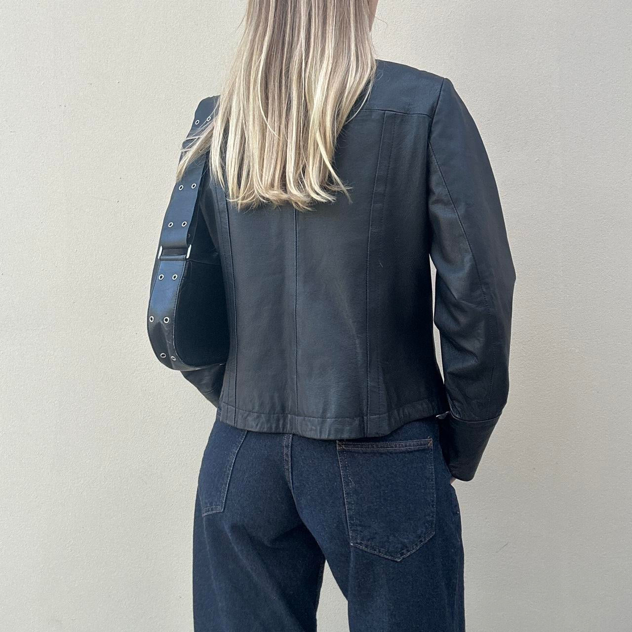 Vintage leather jacket with buttons