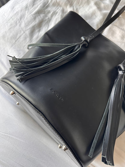 Black leather Tassle Bag