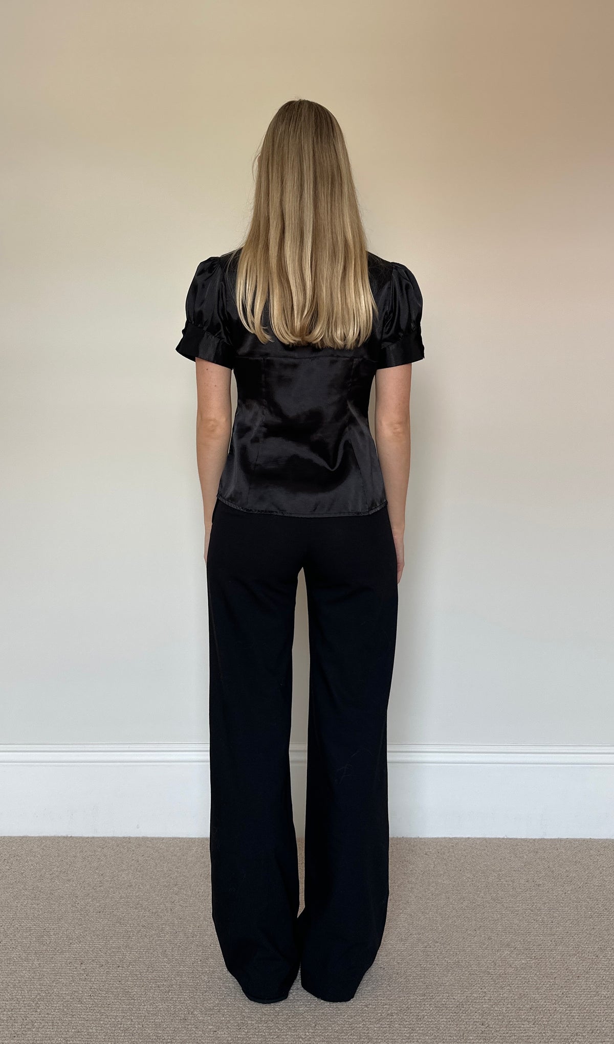 Vintage black satin blouse