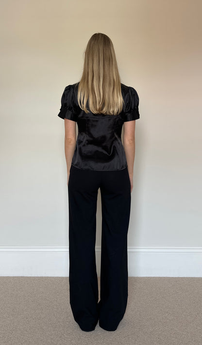 Vintage black satin blouse