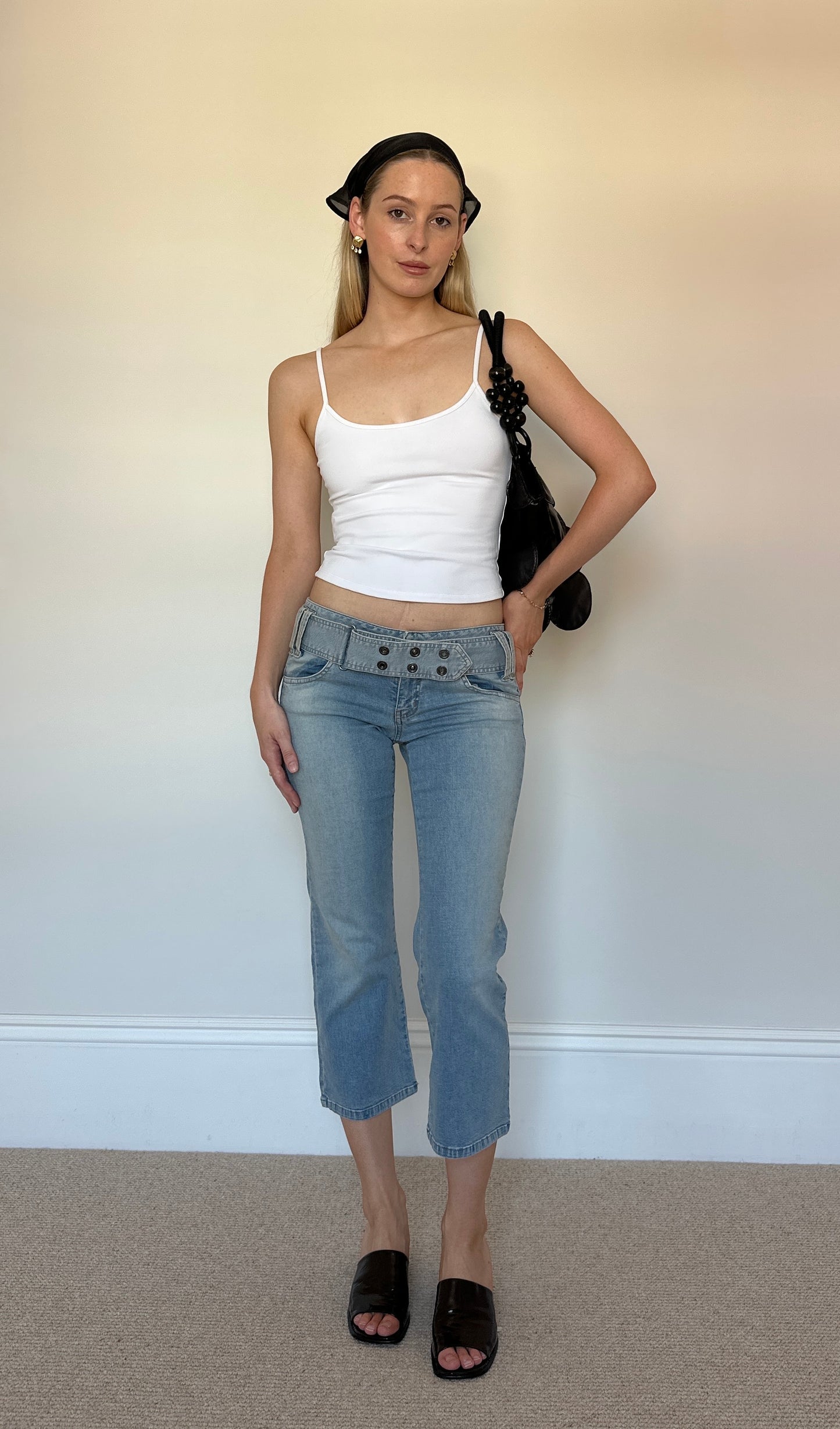 Vintage grommet belt capris