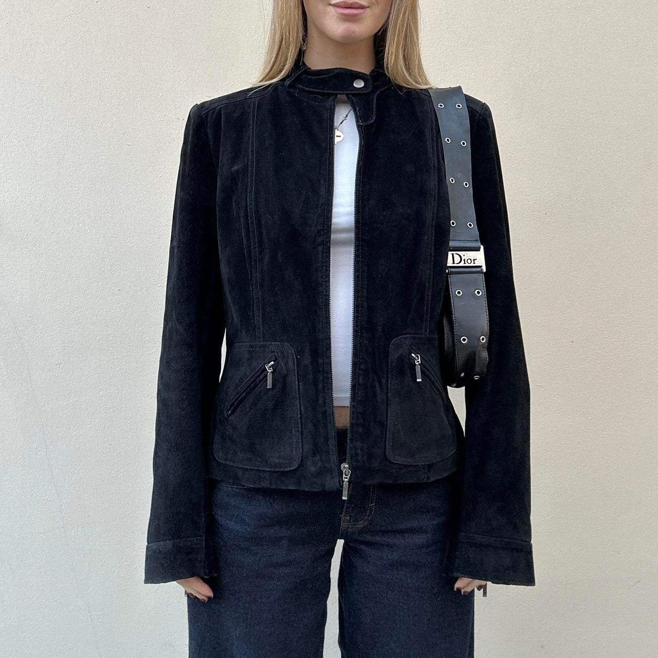 Vintage black suede biker jacket