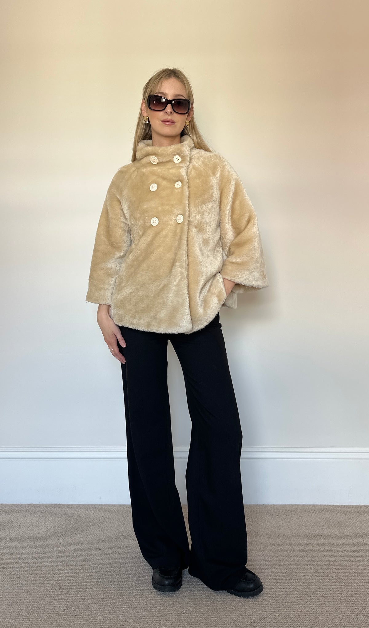 Vintage faux fur double breasted jacket