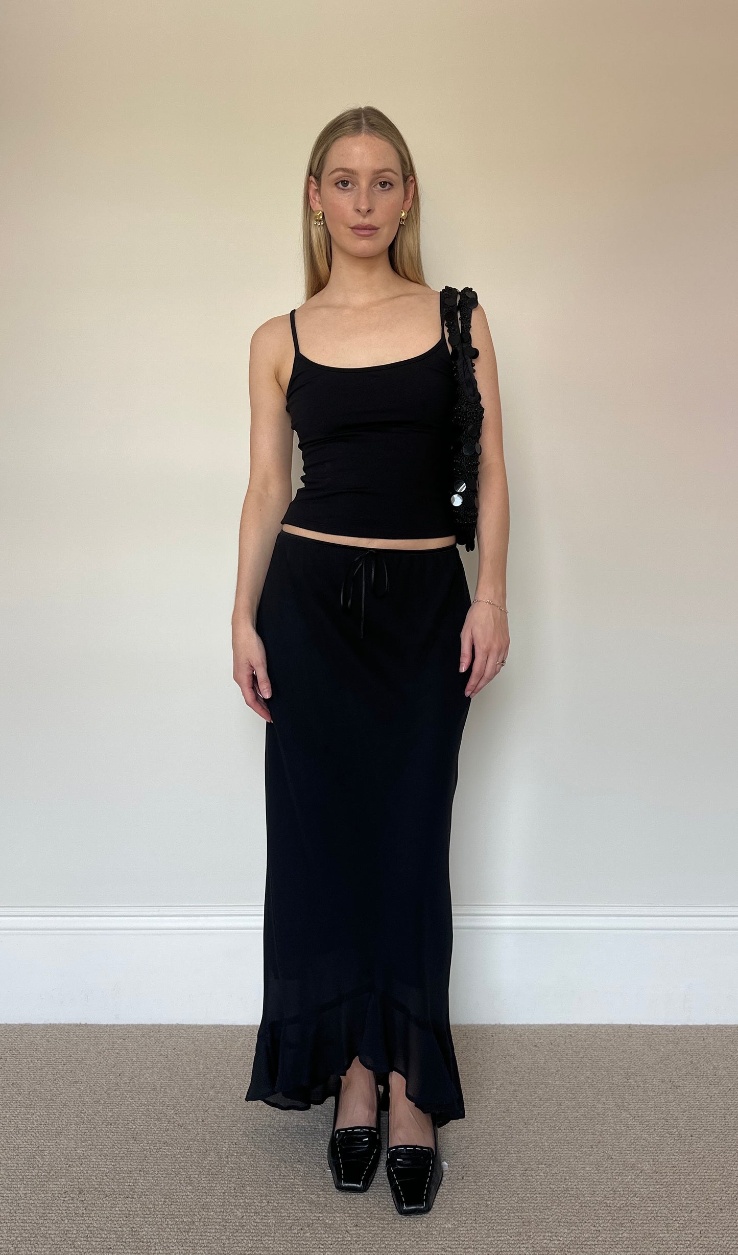 Vintage black floaty maxi skirt