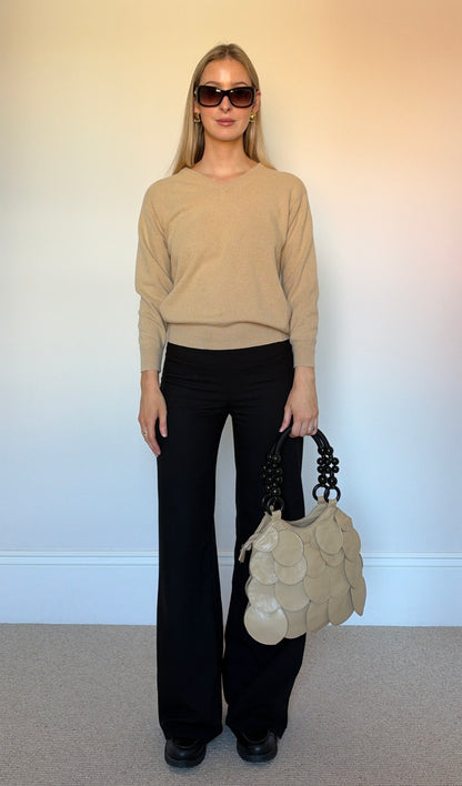 Vintage camel v-neck jumper