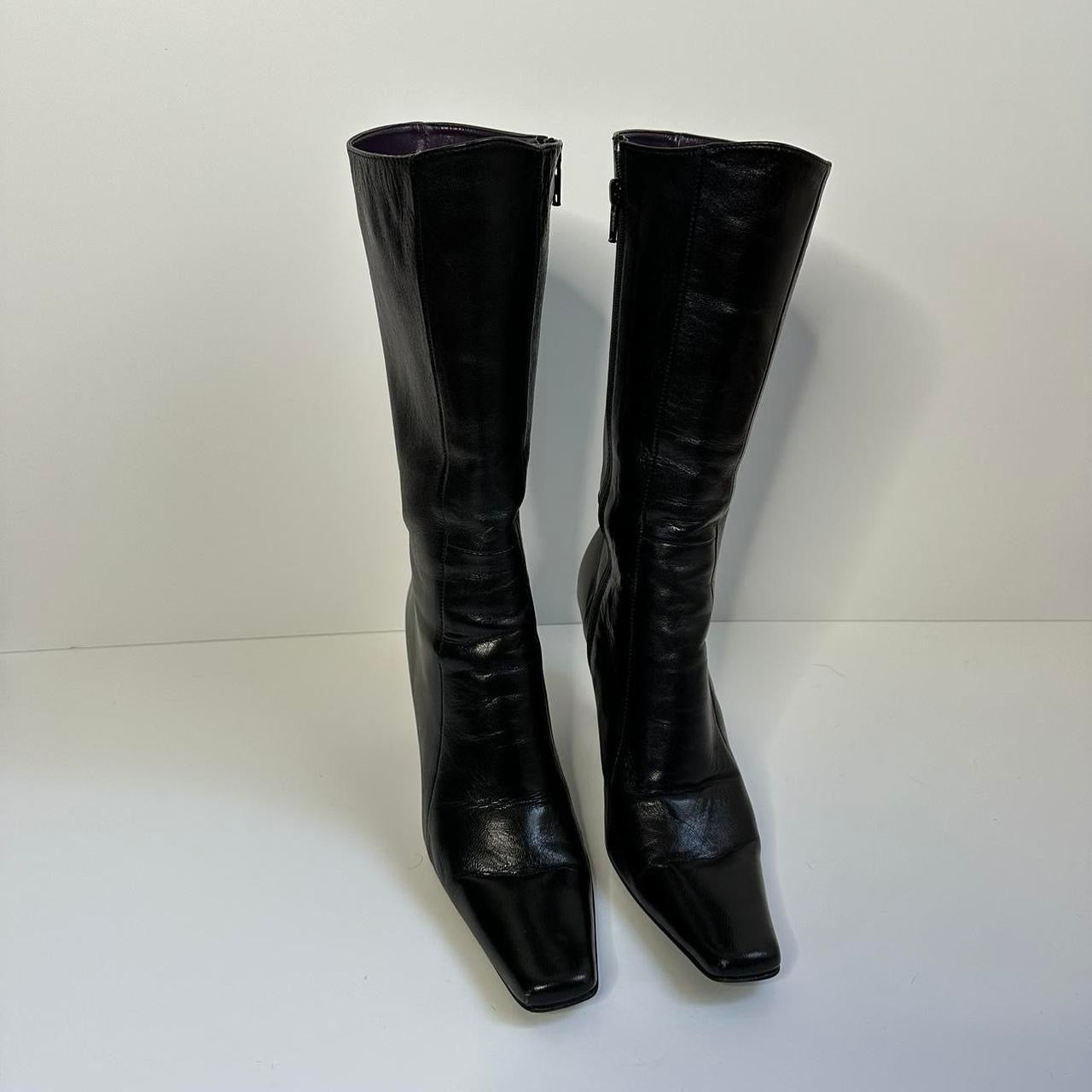 Vintage 00s black square toe boots