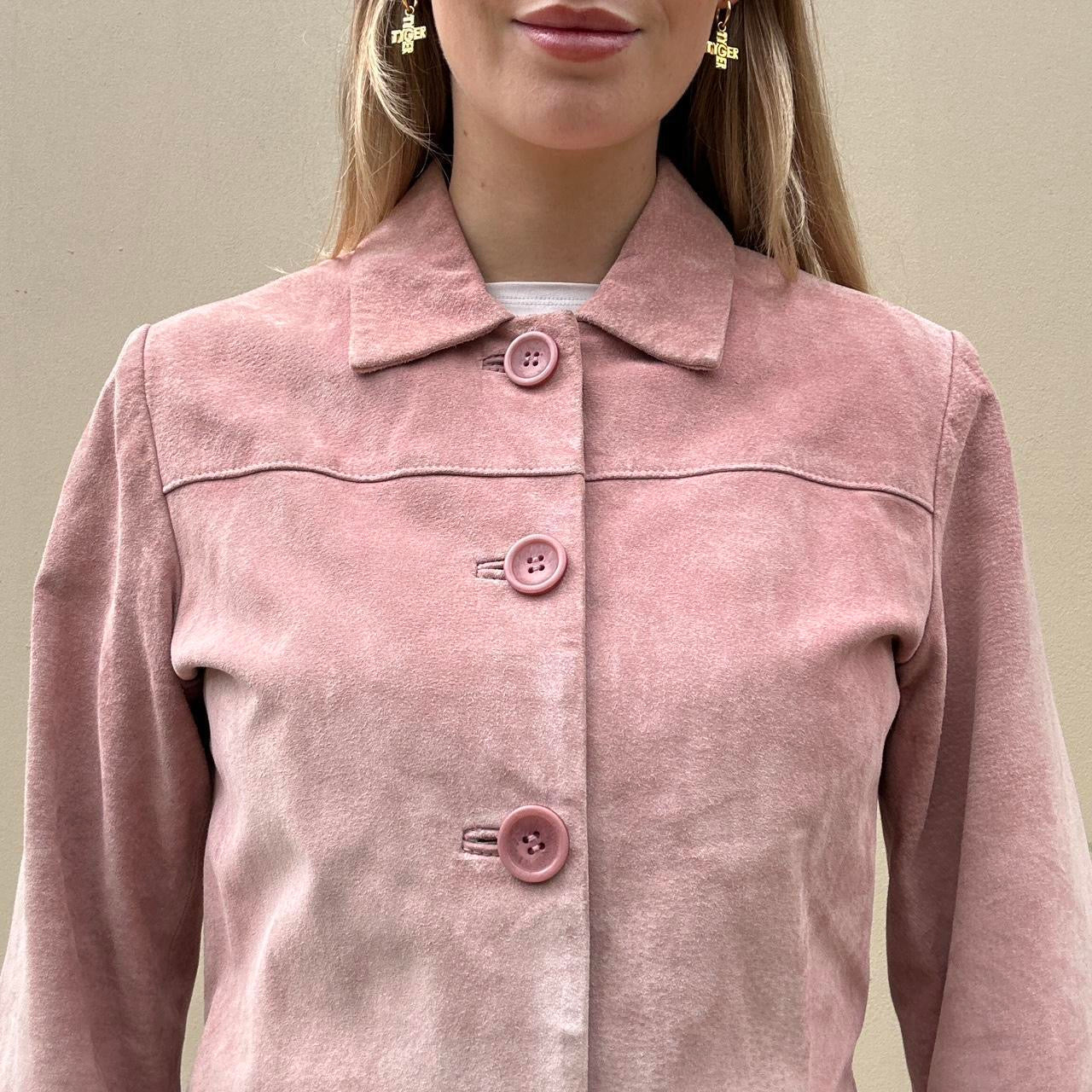 Vintage 90s pink suede jacket