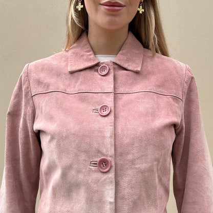 Vintage 90s pink suede jacket