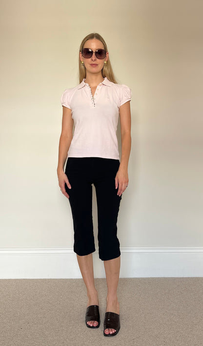 Vintage Burberry puff sleeve polo top