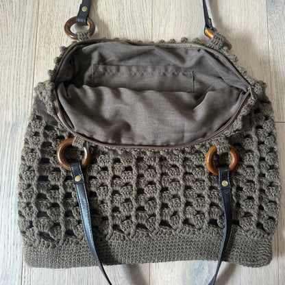 Vintage crochet & fur bag