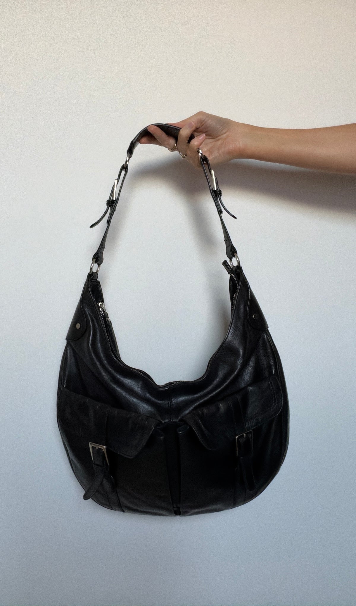 Vintage black saddle bag