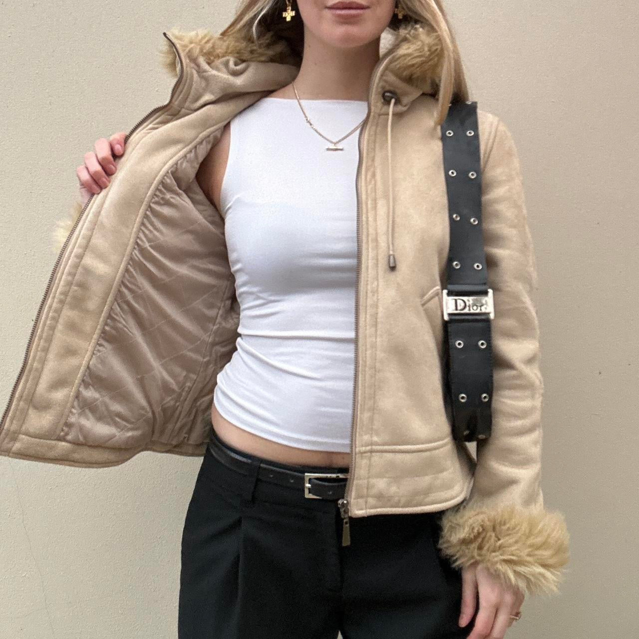 Cream faux suede jacket