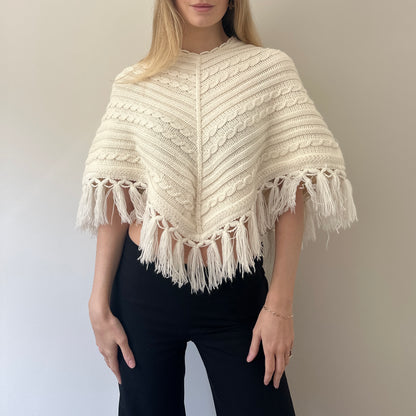 Vintage cream knit poncho