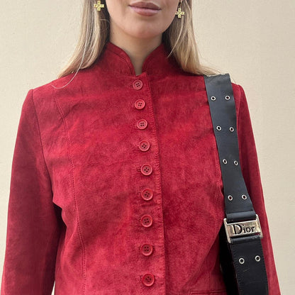 Vintage 90s red suede jacket