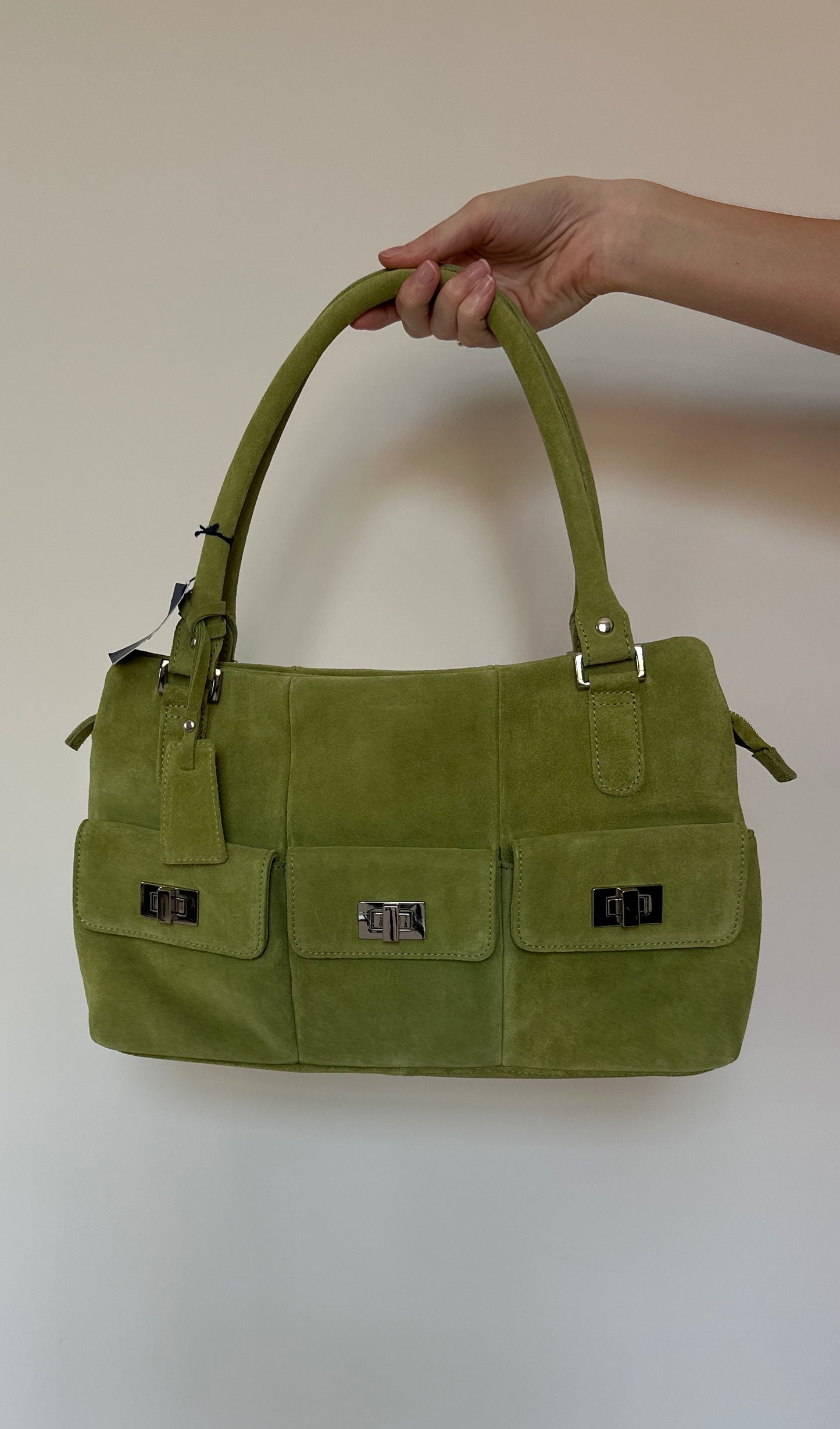 Vintage Suede Lime Green Bag