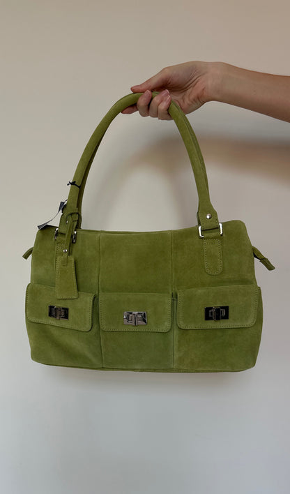 Vintage Suede Lime Green Bag