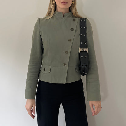 Vintage khaki asymmetric jacket