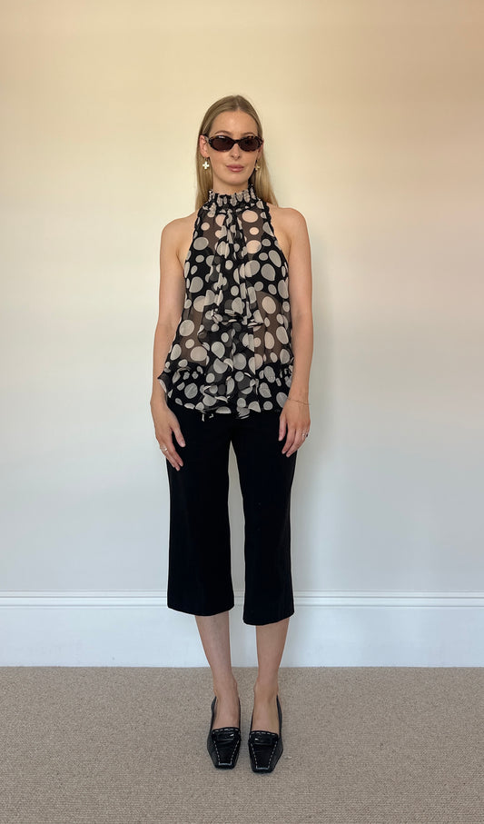 sheer polka dot halter top