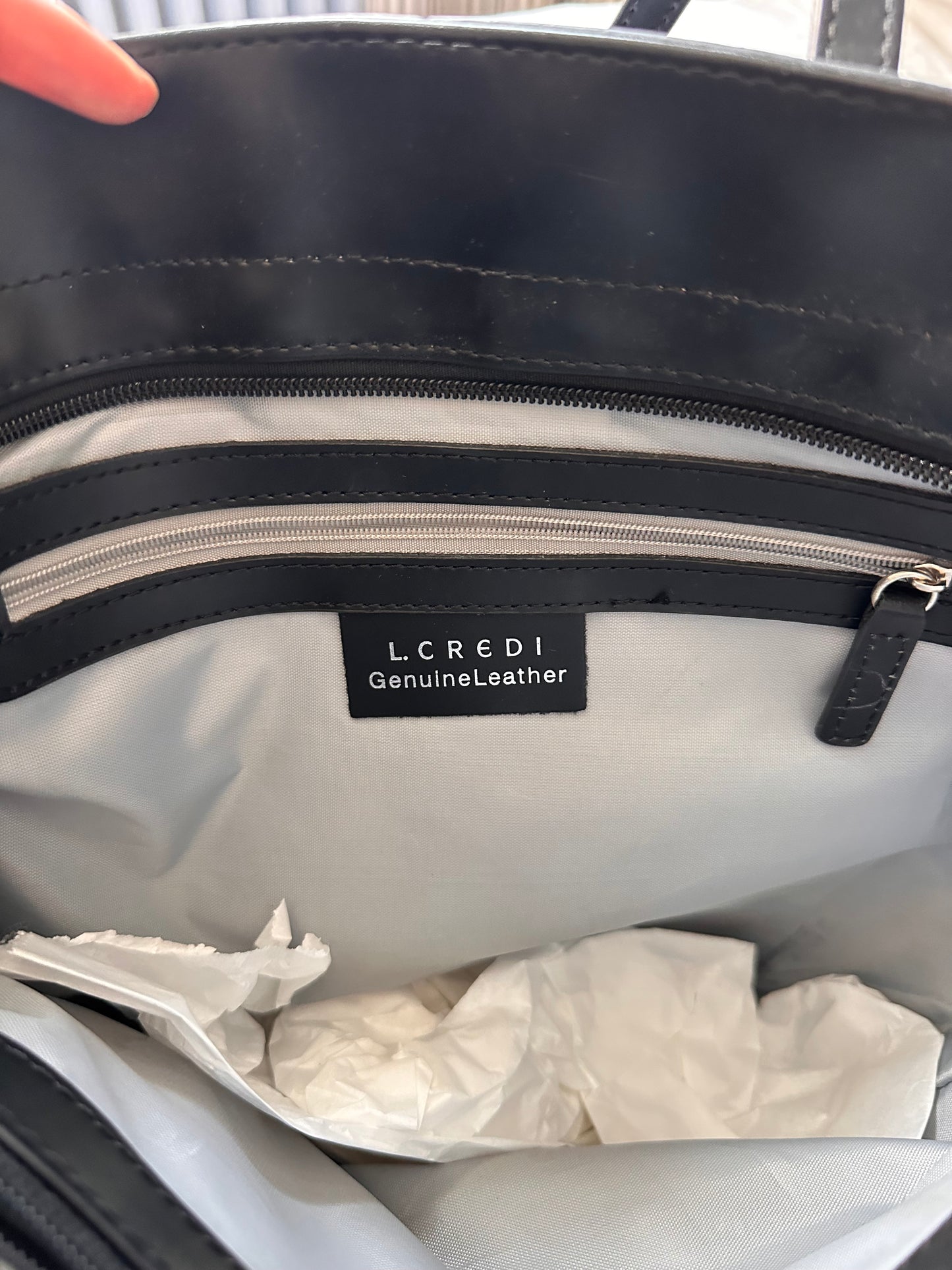 Black leather Tassle Bag