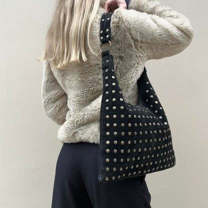 Vintage suede stud bag