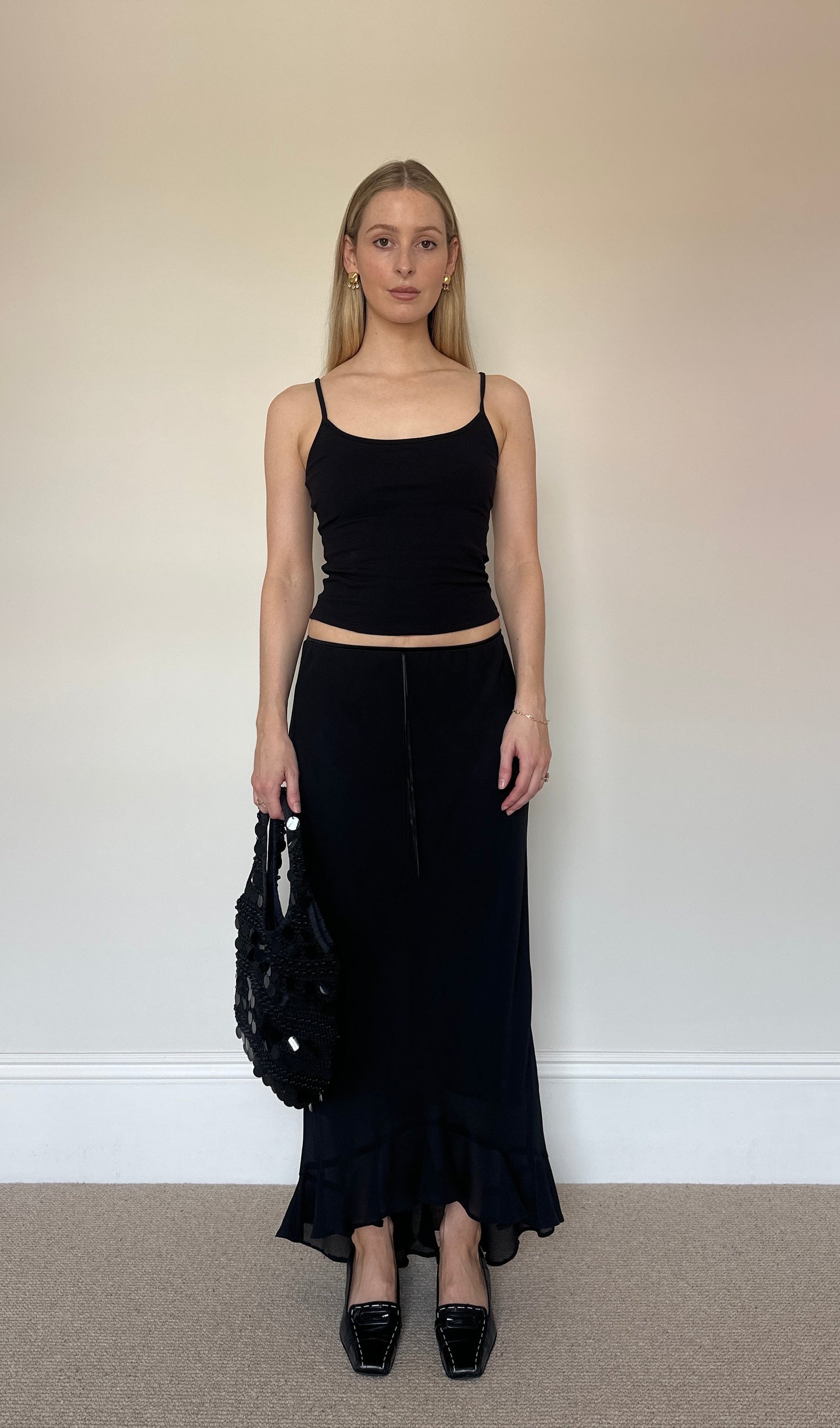 Vintage black floaty maxi skirt