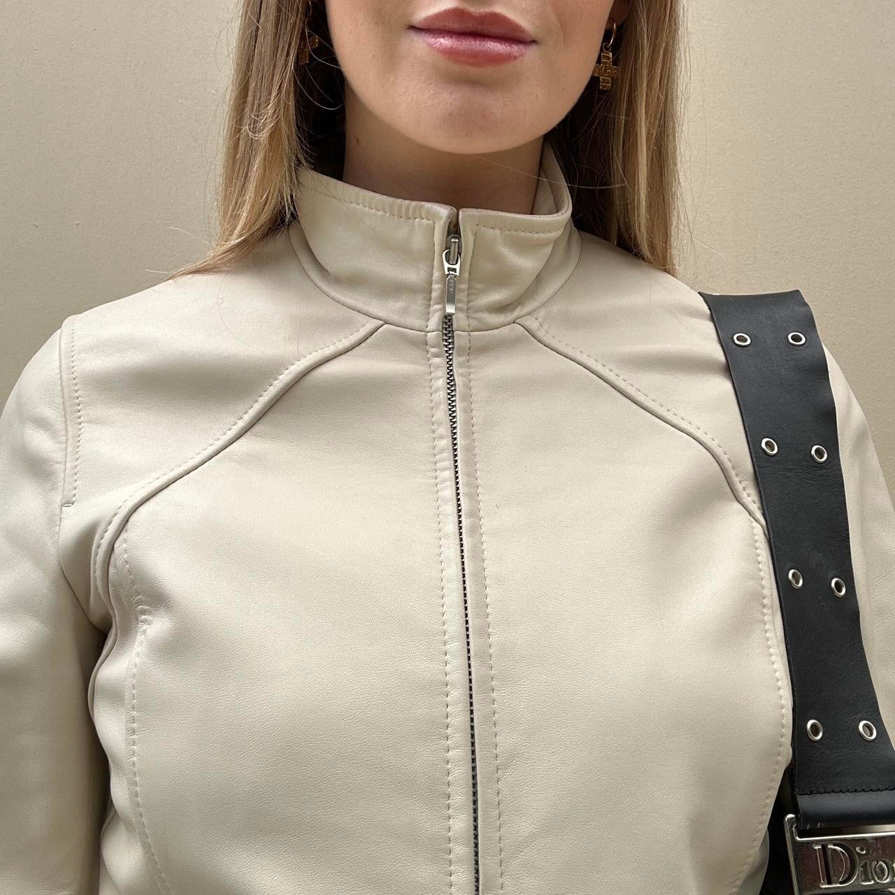 Vintage 00s cream leather jacket