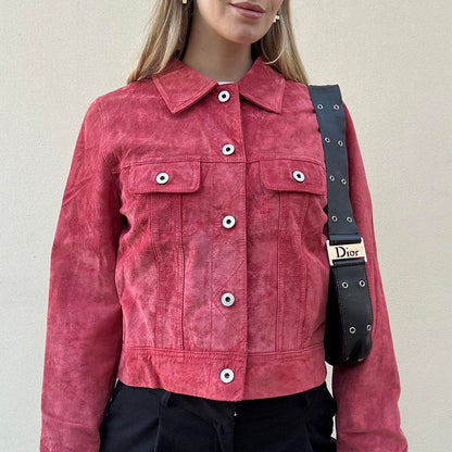 Vintage 90s raspberry suede jacket