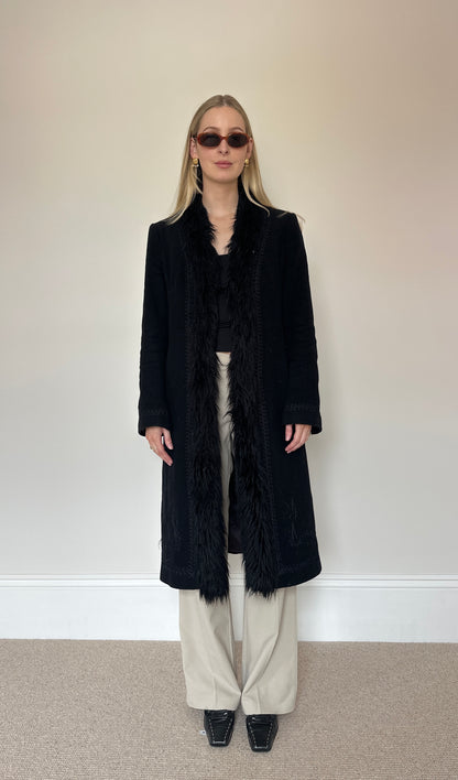 Vintage 00s Black Afghan Coat