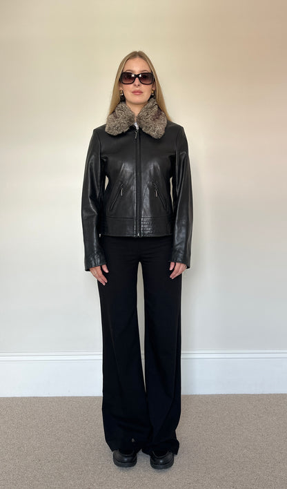 Vintage leather & faux fur jacket