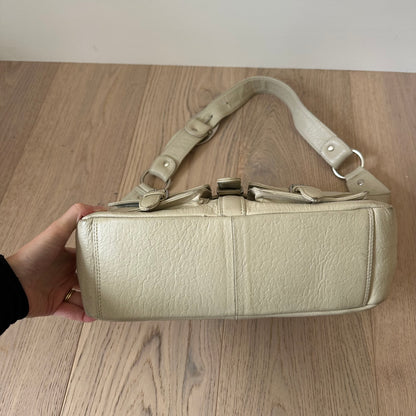 Vintage cream leather satchel bag