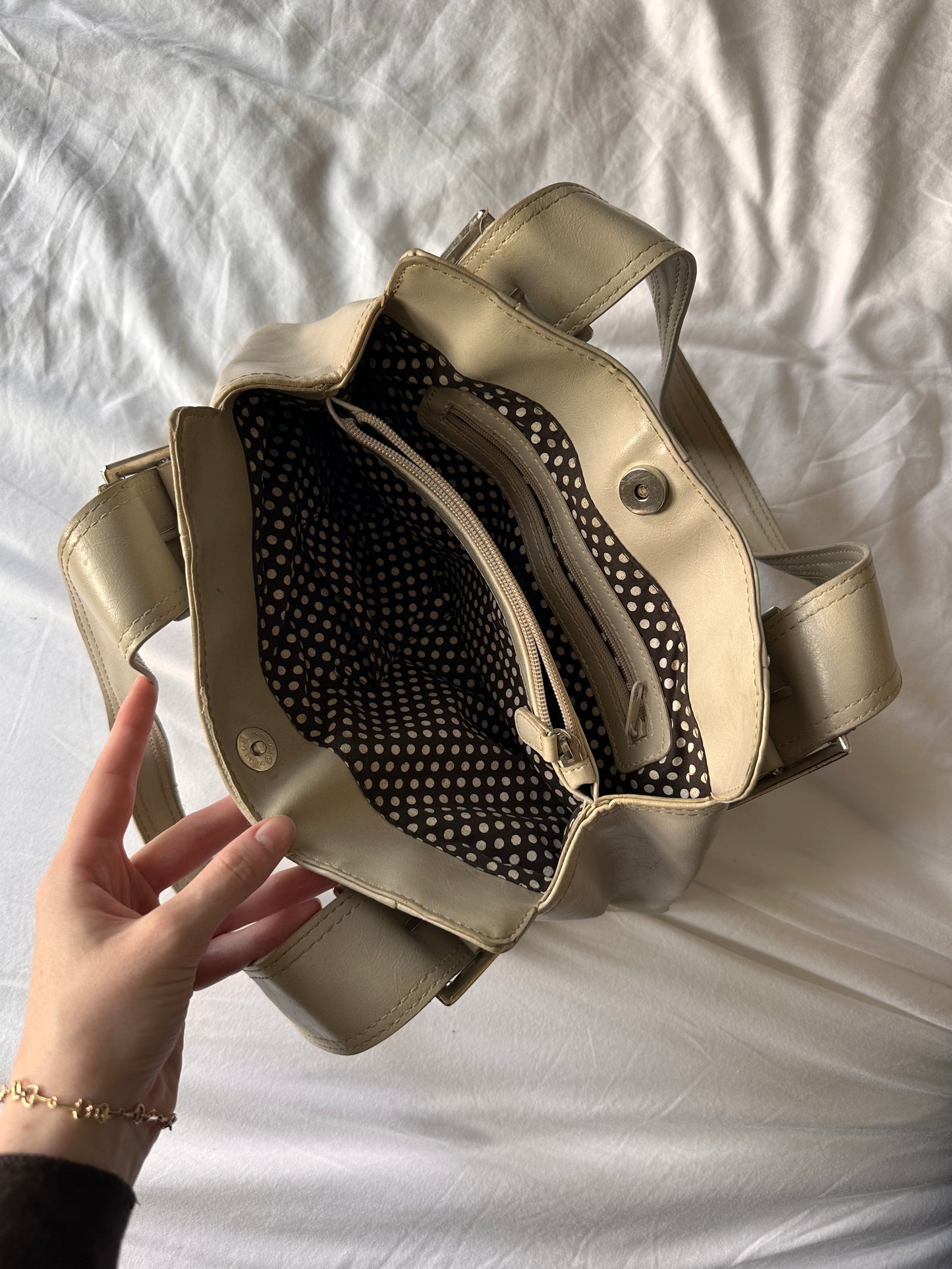 Vintage beige buckle bag