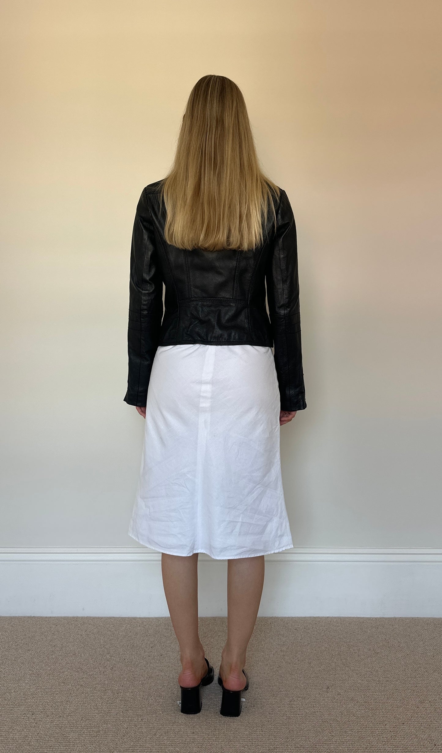 Vintage black leather biker jacket