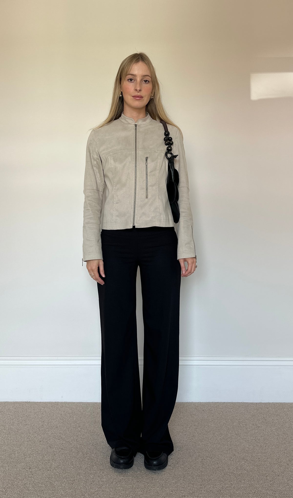 Vintage faux suede biker jacket