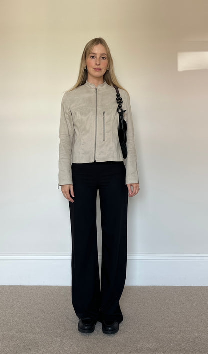 Vintage faux suede biker jacket