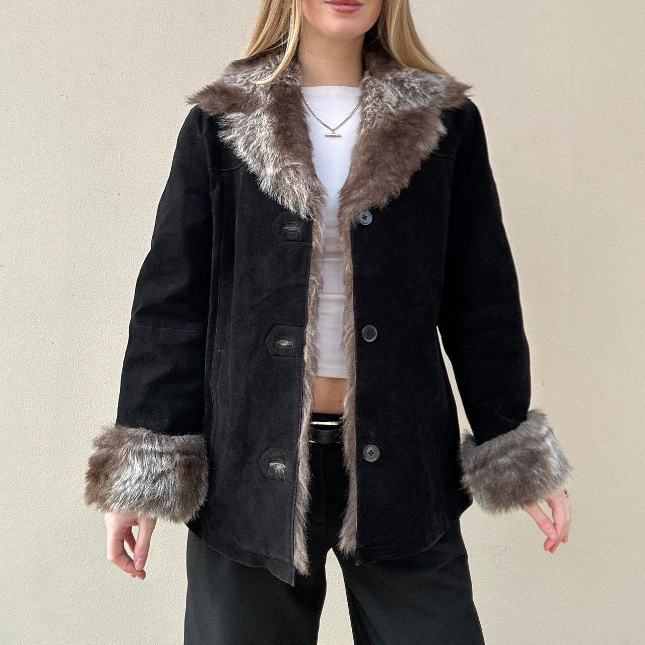 Vintage suede & faux fur jacket