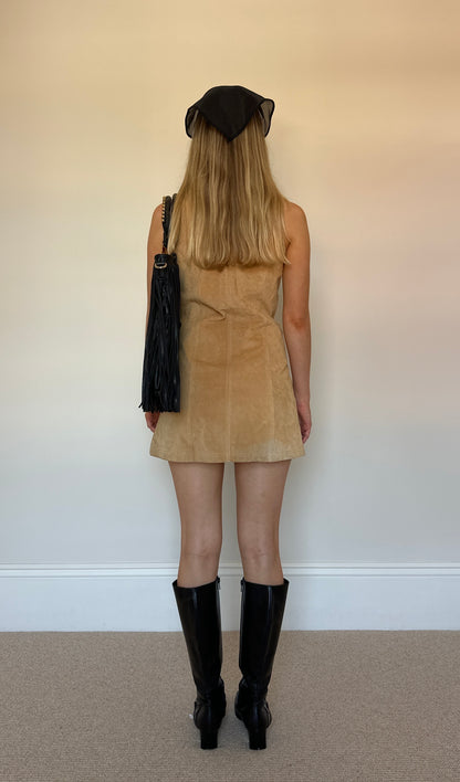 Vintage real suede mini dress
