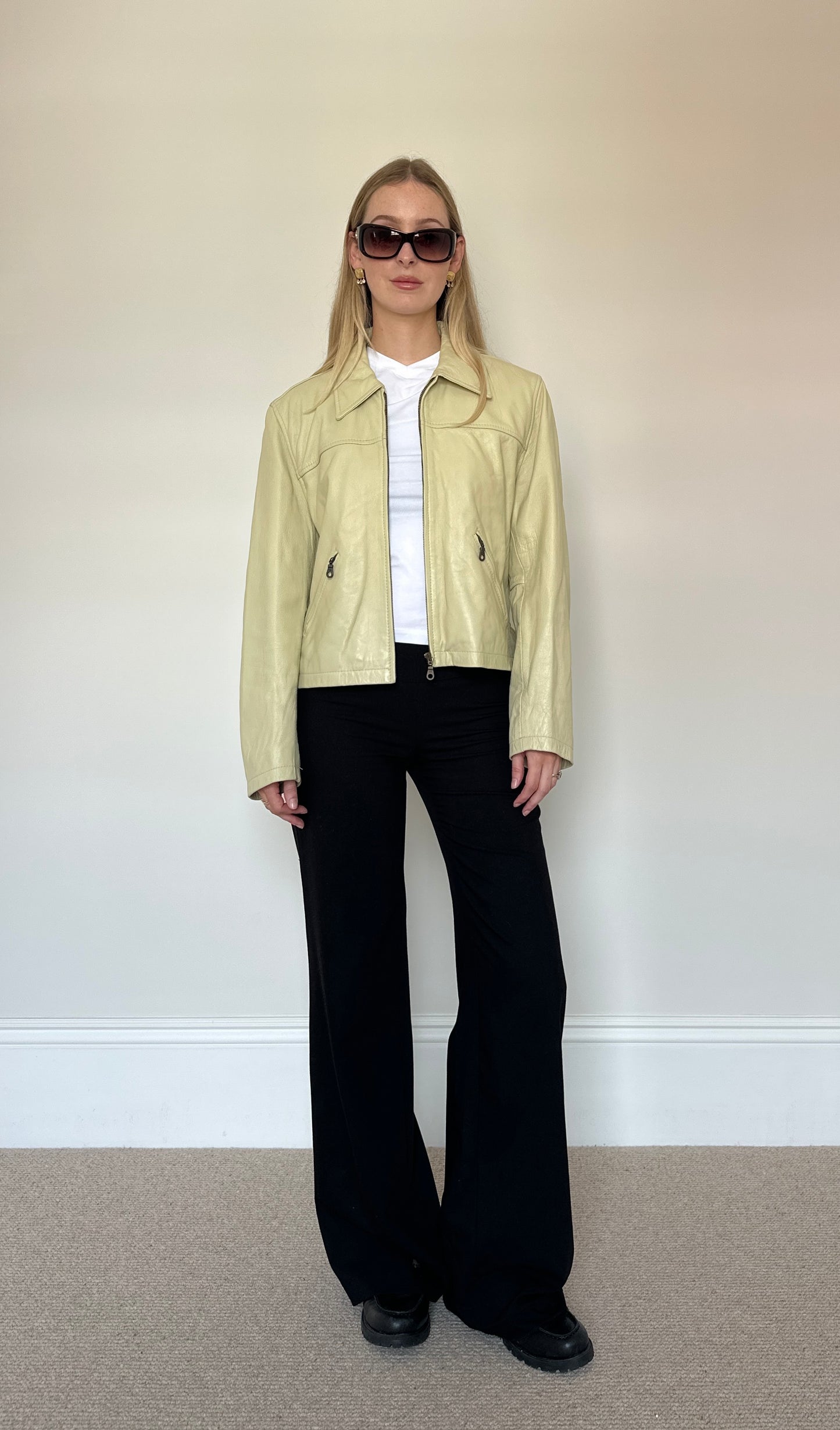 Vintage Cream leather Jacket