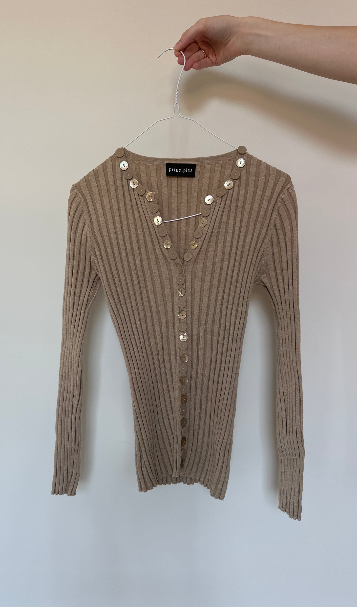 vintage knit mother of pearl top