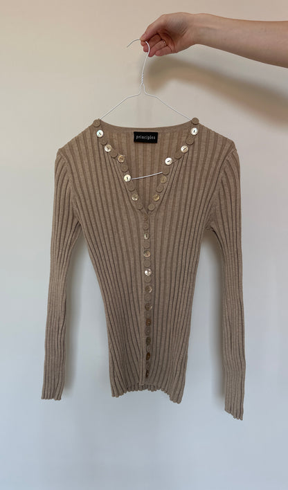 vintage knit mother of pearl top