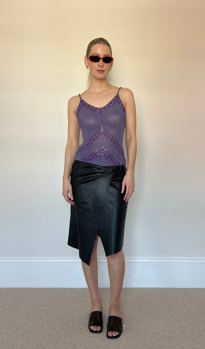 Vintage purple crochet sequin top
