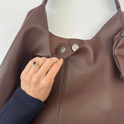 Brown leather slouch bag