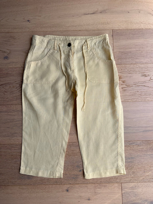 SALE vintage linen butter yellow capris