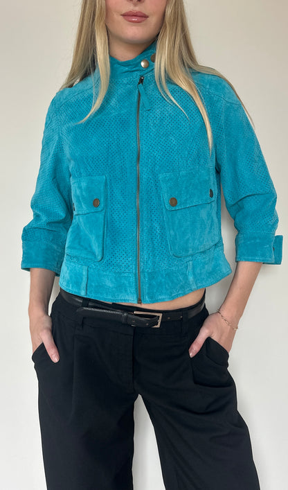 Vintage turquoise suede jacket